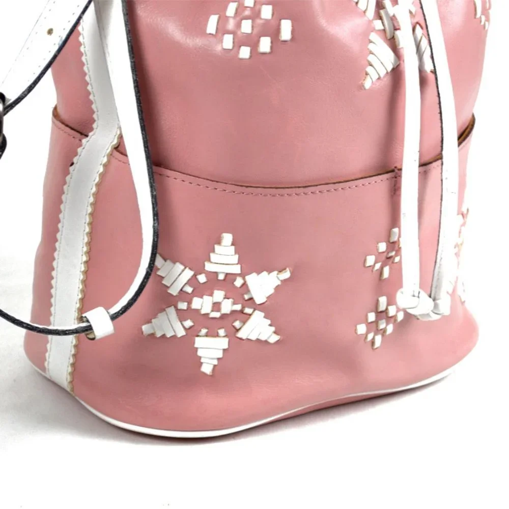Patricia Nash Pink and White Brindisi Drawstring Bag